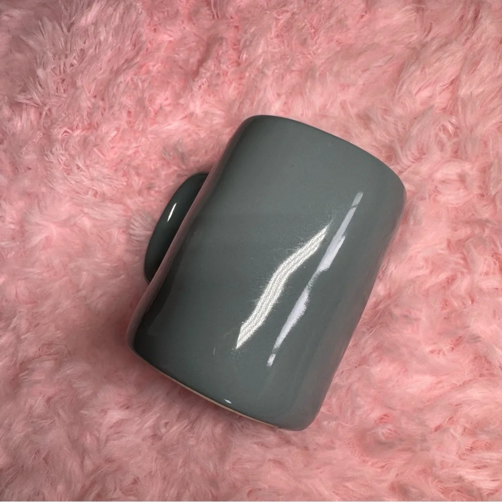 Gray / blue Ceramic coffee tea Mug Rae Dunn large cup Paws Off Animal dog cat - Picture 3 of 6